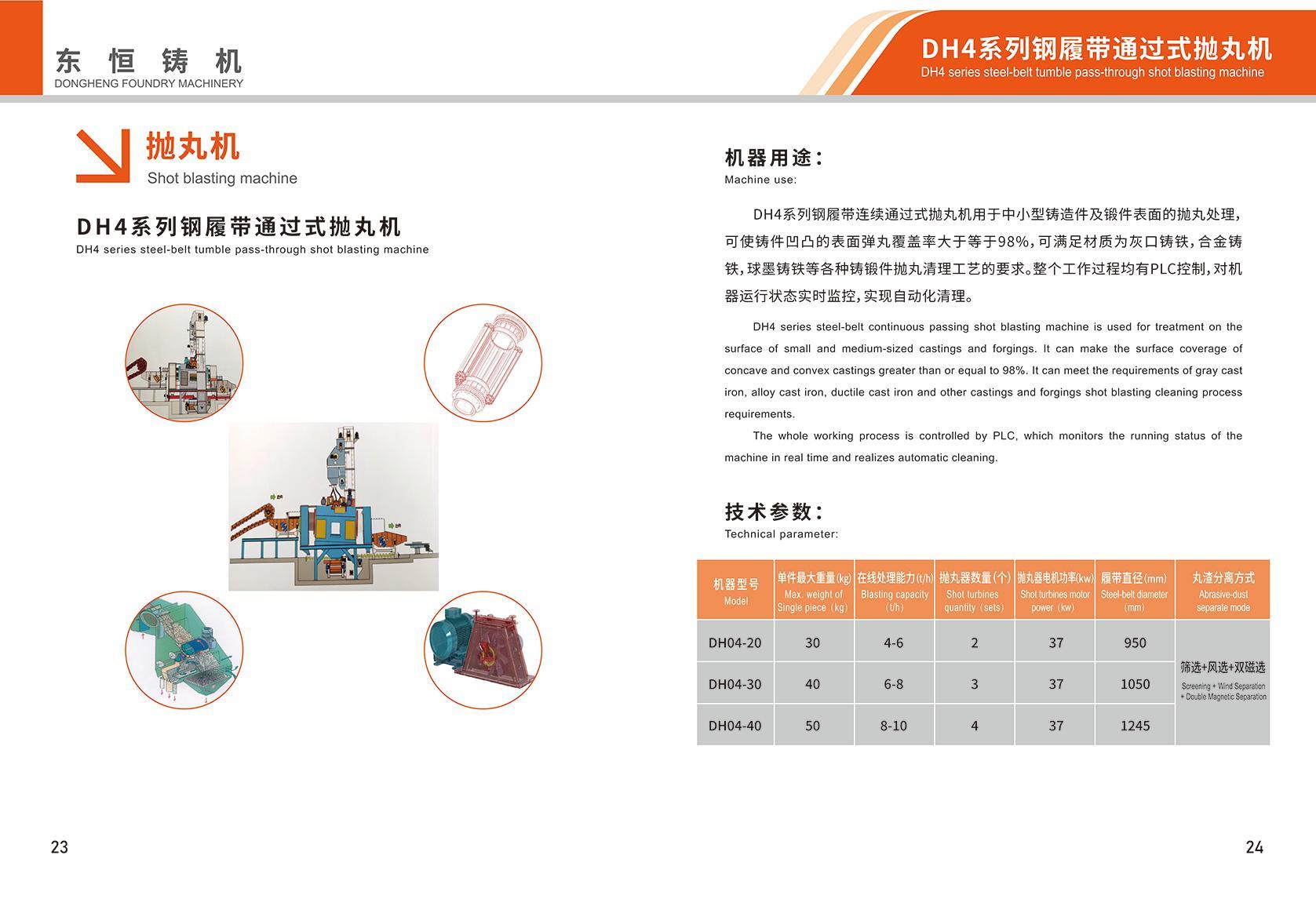 DH4 series steel-belt tumble pass-through shot blasting machine