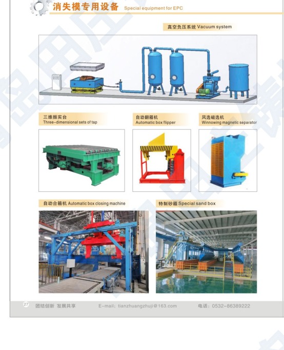 Lost foam equipment