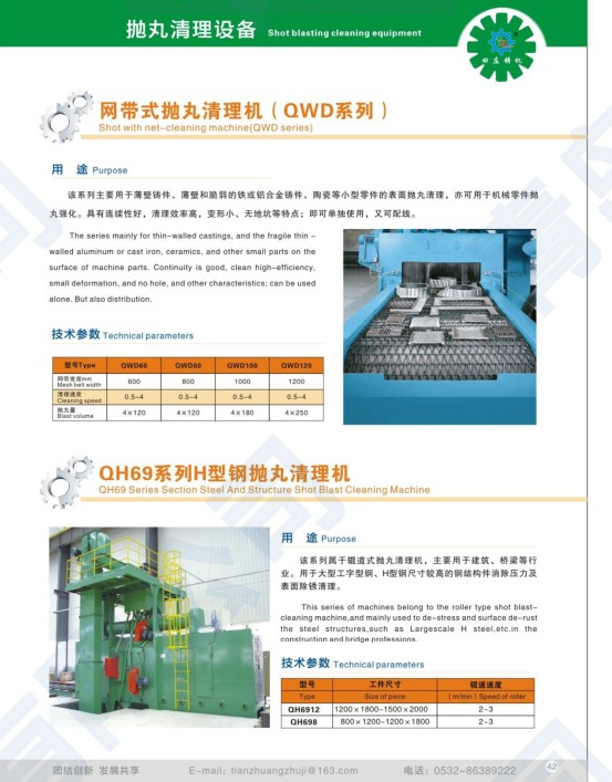 QH69 roller table shot blasting machine